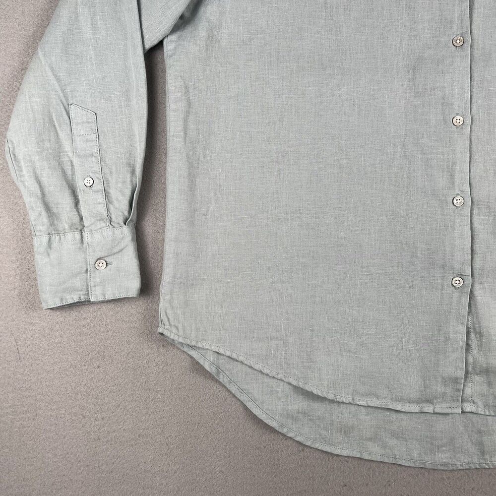 Assembly‎ Label Linen Long Sleeve Collared Button Up Blue Shirt Womens Size 10 - Picture 2 of 11